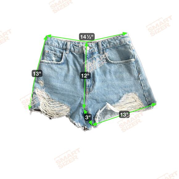 Zara Women's Destroyed Denim Short Cut Off Frayed Hem Hi-Rise Light Wash Size 8 - Picture 11 of 12